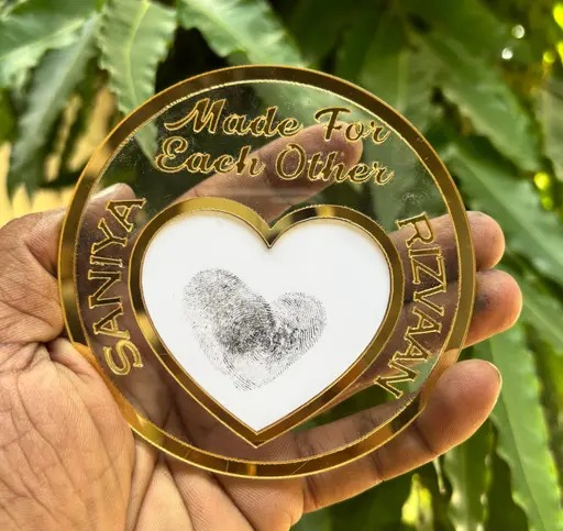 Elegant Thum plate Nikah Thumb Print Heart Print Plate ( Thumb Plate , Nikah Plate 3x3 Inch